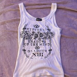 Hysteric Glamour White and Black Graphic Tank Top Fits S-M